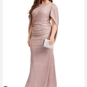 Betsy & Adam One Shoulder Pink Gown